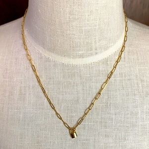 Gold mini padlock necklace